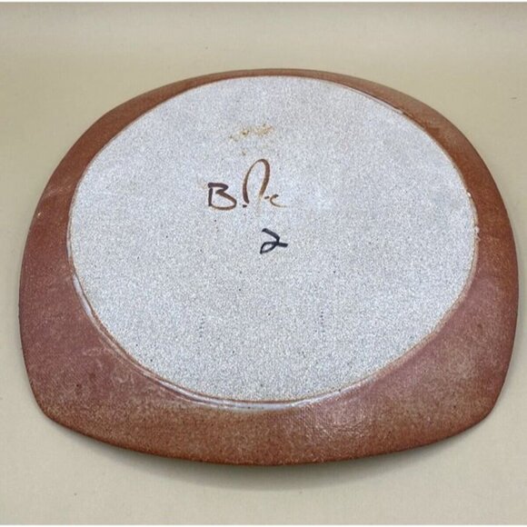 Studio Pottery Artist Native Signed Cave Painting Antelope & Sun 11” X 11” BC - Picture 12 of 12
